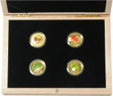 Kanada. 
Offiz. Gold-Münzset der Royal Canadian Mint 2010, Ahornblätter ("2010 14-Karat Gold Maple Leaf Coin Spring-Summer-Fall-Winter"), mit 4x 75 D...