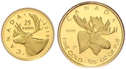 Kanada. 
50 Cents 2004 und 25 Cents 2010, beide GOLD (1,27 u. 0,5 g 999.9 fein), Rs. Elch bzw. Rentier. Schön&nbsp;580&nbsp;u.&nbsp;886, KM&nbsp;526&...