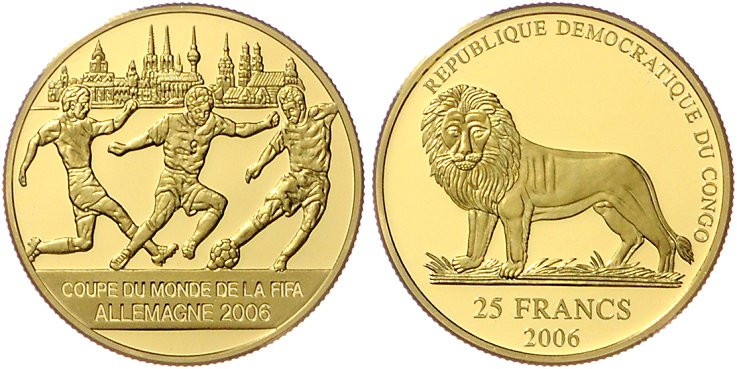 Kongo. 
Kongo (Kinshasa). 
Demokrat. Rep. Kongo (seit 1997). 25 Francs 2006, G...