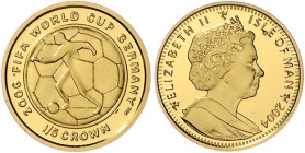 Man. 
1/5 Crown 2004, GOLD (6,28 g 999 f.), Fußball-WM 2006 in Deutschland. Schön&nbsp;1502. mehrwertsteuerbefreit, in Kapsel, mit Echtheitszertifika...