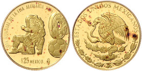 Mexiko. 
Vereinigte Mexikan. Staaten, seit 1905. 25 Pesos 2006, GOLD (7,78 g 999 f.), Fußball-WM 2006 in Deutschland, Ballspieler der Maya. Schön&nbs...