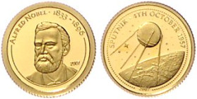 Mongolei. 
2x 500 Tögrög 2007, beide GOLD (je 0,5 g 999.9 f.), Sputnik-Start 1957 u. Alfred Nobel. in Kapseln. 


PP