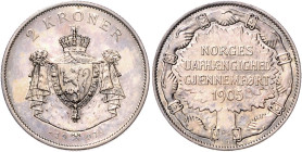 Norwegen. 
Haakon VII. 1905-1957. 2 Kroner 1907, Silber, Unabhängigkeit. Schön&nbsp;15, KM&nbsp;365. 


schöne Tönung, f. vz/vz