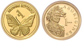 Papua-Neuguinea. 
1 Kina 2011 u. 2012, beide GOLD (0,5 g 999 f.), Vogelflügler-Schmetterling u. Aborigines. zus. 2 St., in Kapseln. 


PP
