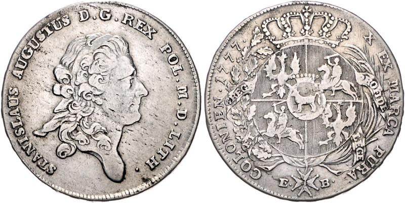 Polen. 
Stanislaus August 1764-1795. Taler 1777 E-B, Warschau, 27,79 g. Davenpo...