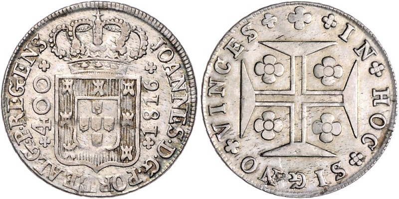 Portugal. 
Joao, Prinzregent 1799-1816. 400 Reis 1816, Silber. KM&nbsp;331, Sch...