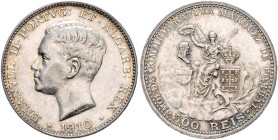 Portugal. 
Manuel II. 1908-1910. 500 Reis 1910, Marquis de Pombal, dazu: 10 Esc. 1928, 800 J. Thronbesteigung Alfonso Henriques, beide Silber. KM&nbs...