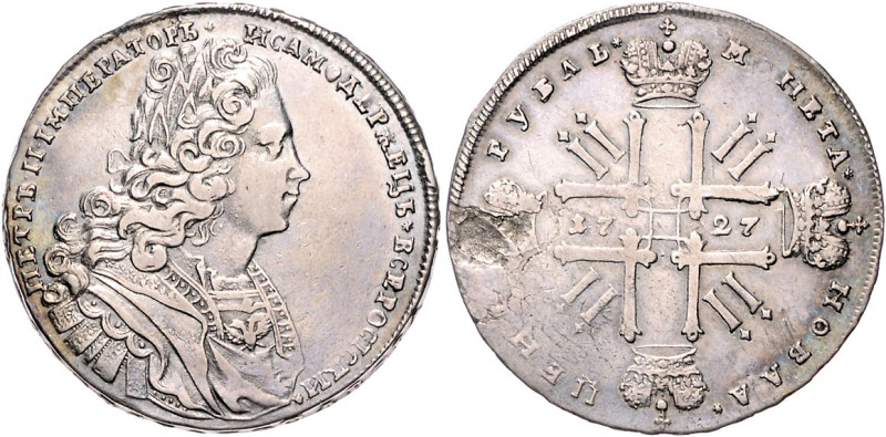 Russland. 
Peter II. 1727-1730. Rubel 1727, Moskau, Roter Münzhof, 27,92 g. Usd...