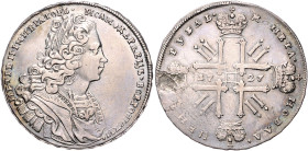 Russland. 
Peter II. 1727-1730. Rubel 1727, Moskau, Roter Münzhof, 27,92 g. Usd.&nbsp;0671, Bitkin&nbsp;143&nbsp;(R), Dav.&nbsp;1667. 


Rs. ein s...