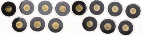 Salomonen. 
Komplette Serie "Die neuen sieben Weltwunder" (2. Ausg.): 7x 5 Dollars 2011, GOLD (je 0,5 g 585 f., zus. 2,05 g fein), Chines. Mauer, Sch...
