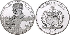 Samoa. 
10 Tala 2015, Silber (1 Oz 925 f.), 200. Geburtstag Otto v. Bismarcks. Aufl. max. 3.000 Ex., in Kapsel, mit Zert.. 


PP