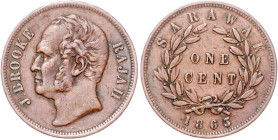 Sarawak. 
1 Cent 1863, Kupfer, KM 3. Schön&nbsp;4. 


ss