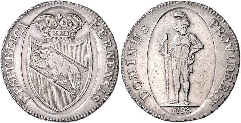 Schweiz-Bern, Stadt. 
Taler 1798, breiter Krieger, 29,13 g. Divo/Tobler&nbsp;50...