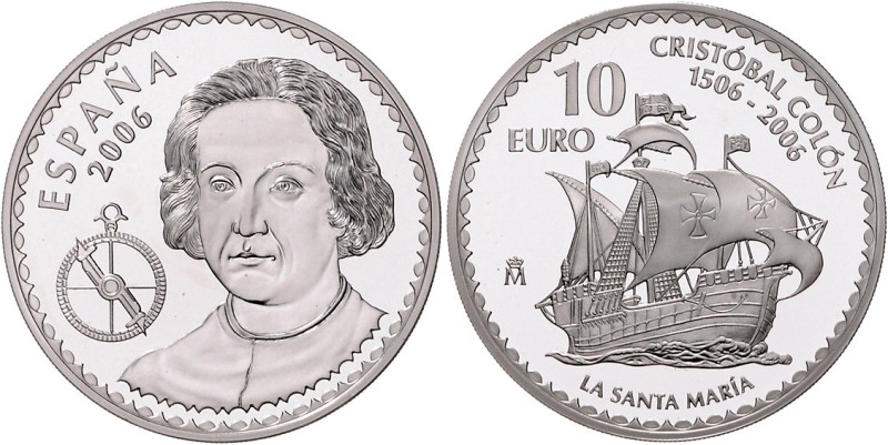 Spanien. 
Juan Carlos I. 1975-2014. 3x 10 Euro 2006 (kompl. Satz), 500. Todesta...