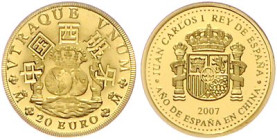 Spanien. 
Juan Carlos I. 1975-2014. 20 Euro 2007, GOLD (1,24 g 999 fein), Spanisches Jahr in China. Schön&nbsp;427, KM&nbsp;1133, Fb.&nbsp;419. Aufl....