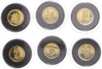 Togo. 
Republik seit 1960. 6x 1500 Francs 2007, GOLD (je 1,0 g 999 f.) aus der Serie "Griechische Mythologie": Zeus, Aphrodite, Dionysos, Poseidon, H...