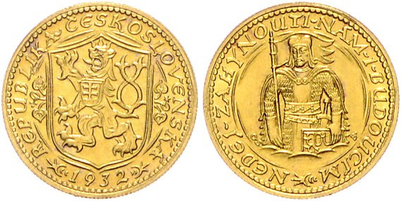 Tschechoslowakei/Tschechien. 
Erste Republik 1918-1939. Dukat 1932, Kremnitz, G...