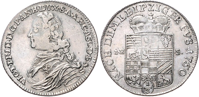 Anhalt/-Bernburg. 
Victor Friedrich 1721-1765. 1/3 Taler 1750 IHS, Harzgerode, ...