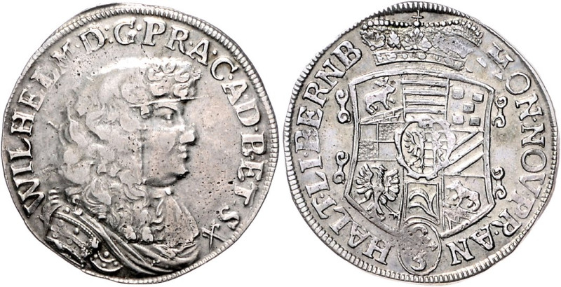 Anhalt/-Bernburg-Harzgerode. 
Wilhelm 1670-1709. 2/3 Taler o.J. (1679), Mmst. B...