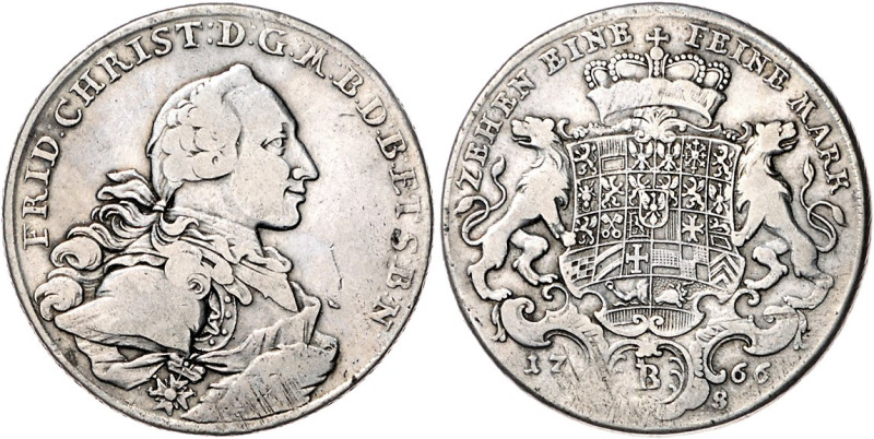 Brandenburg/-Bayreuth. 
Friedrich Christian 1763-1769. Taler 1766 B, Bayreuth. ...