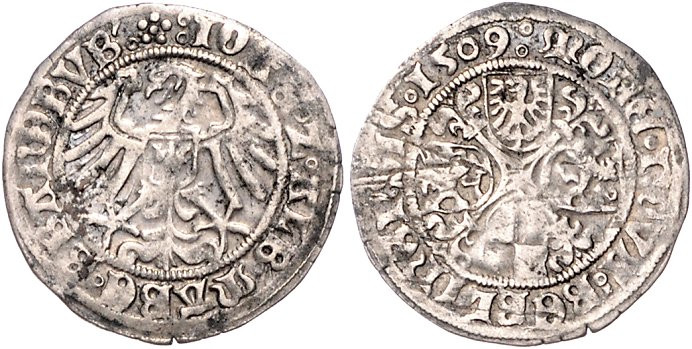 Brandenburg/-Preußen. 
Joachim I. und Albrecht 1499-1515. Groschen 1509, Berlin...