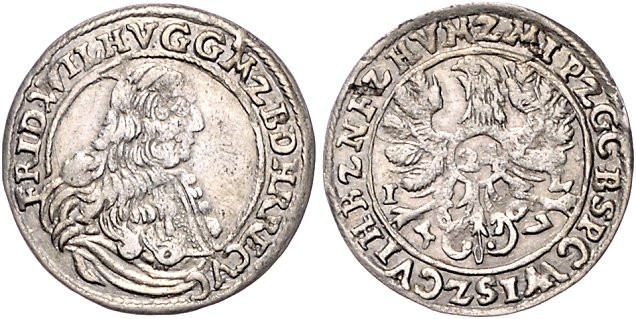 Brandenburg/-Preußen. 
Friedrich Wilhelm 1640-1688. Groschen 1667 IL (Berlin). ...