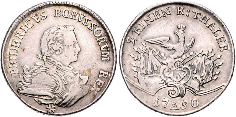 Brandenburg/-Preußen. 
Friedrich II. 1740-1786. 1/2 Taler 1750 A, Waffengruppe ...