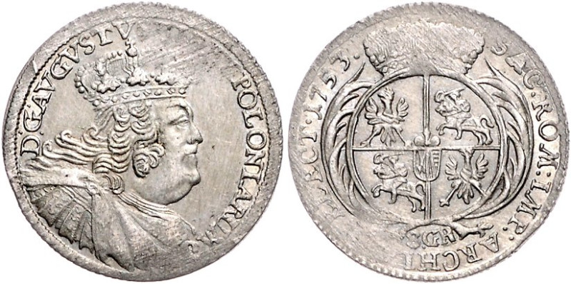 Brandenburg/-Preußen. 
Friedrich II. 1740-1786. 8 Groschen 1753 (ohne Mzz. EC),...