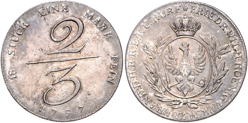 Brandenburg/-Preußen. 
Friedrich Wilhelm II. 1786-1797. Handelsgulden 1797, Adl...