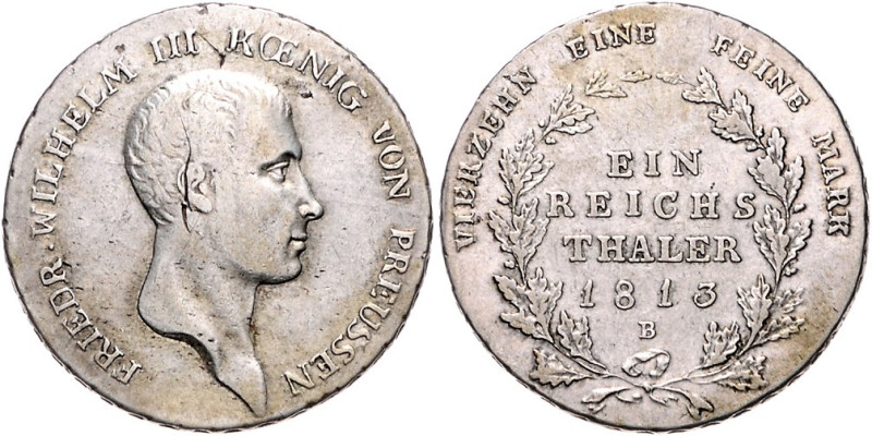 Brandenburg/-Preußen. 
Friedrich Wilhelm III. 1797-1840. Taler 1813 B. Old.&nbs...