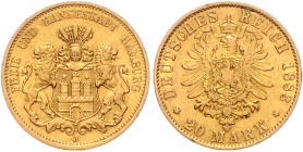 Hamburg. 
20 Mark 1883 J. Jaeger&nbsp;210. 


winz. Rdu, ss