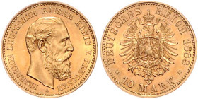 Preussen. 
Friedrich III. 1888. 10 Mark 1888 A. Jaeger&nbsp;247. Los wie vor. 


f. vz/vz
