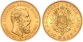 Preussen. 
Friedrich III. 1888. 10 Mark 1888 A. Jaeger&nbsp;247. Los wie vor. 


f. vz/vz
