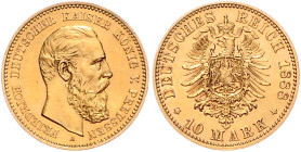 Preussen. 
Friedrich III. 1888. 10 Mark 1888 A. Jaeger&nbsp;247. Los wie vor. 


f. vz