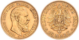 Preussen. 
Friedrich III. 1888. 10 Mark 1888 A. Jaeger&nbsp;247. Los wie vor. 


ss