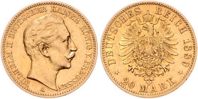 Preussen. 
Wilhelm II. 1888-1918. 20 Mark 1889 A. Jaeger&nbsp;250. Los wie vor. 


ss