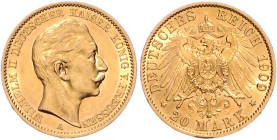 Preussen. 
Wilhelm II. 1888-1918. 20 Mark 1909 A. Jaeger&nbsp;252. 


winz. Rf., f. vz/vz