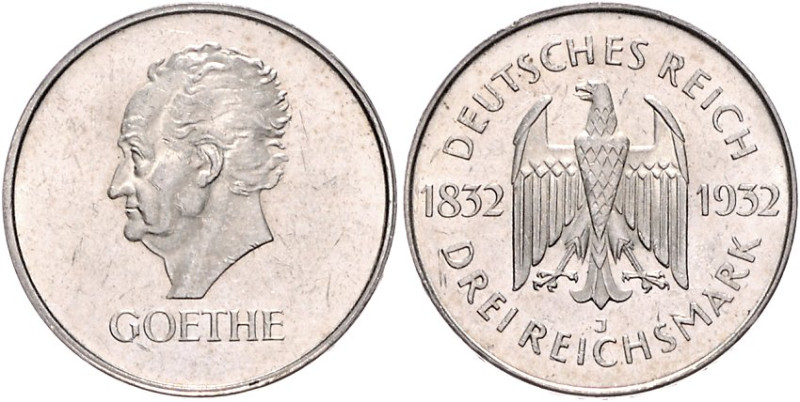 3 RM 1932 J, Goethe. Jaeger&nbsp;350. 


winz. Rdu, f. vz