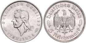 5 RM 1934 F, Schiller. Jaeger&nbsp;359. Los wie vor. 


Vs. kleine Schürfstelle im Feld, fast vz