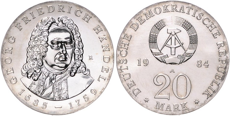 Gedenkmünzen. 
20 Mark. 1984, Händel. Jaeger&nbsp;1595. 


stempelfrisch