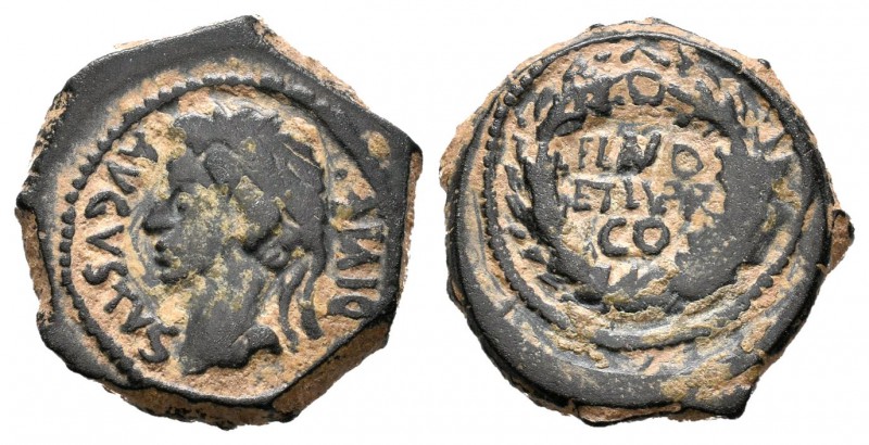Caesar Augusta. Cuadrante. 27 a.C.-14 d.C. Zaragoza. (Abh-343). Ae. 3,29 g. Époc...