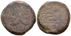 Anónimo. As. 189-179 a.C. (Se-672). Anv.: Cabeza de Jano bifronte. Rev.: Proa de nave a derecha, encima toro y MD, debajo (ROMA). Ae. 29,23 g. BC. Est...