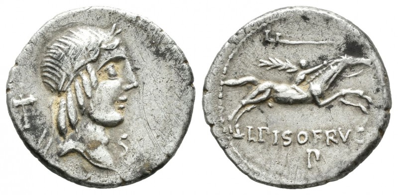 Calpurnia. Denario. 90-89 a.C. Roma. (Ffc-286). (Cal-309). Anv.: Cabeza laureada...