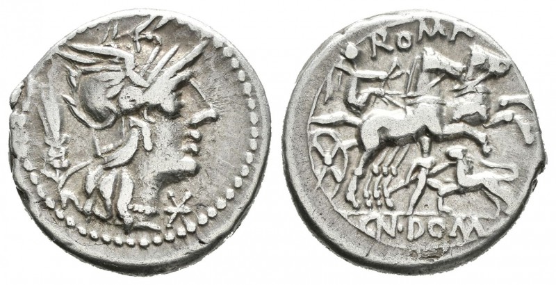 Domitia. Denario. 128 a.C. Roma. (Ffc-680). (Craw-261/1). (Cal-543). Anv.: Cabez...
