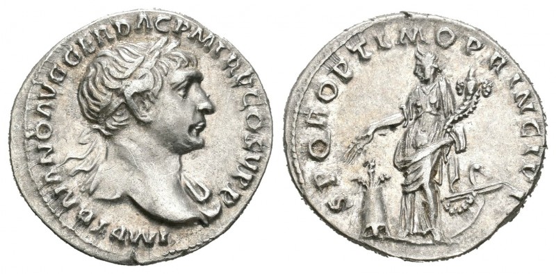 Trajano. Denario. 107 d.C. Roma. (Spink-3165). (Ric-167). Rev.: SPQR OPTIMO PRIN...