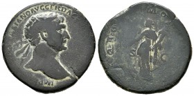 Trajano. Sestercio. 116. Roma. (Spink-3180). (Ric-612). Rev.: (SP)QR (OPT)IMO (PRINCIPI) SC. Ae. 24,83 g. BC-. Est...40,00.