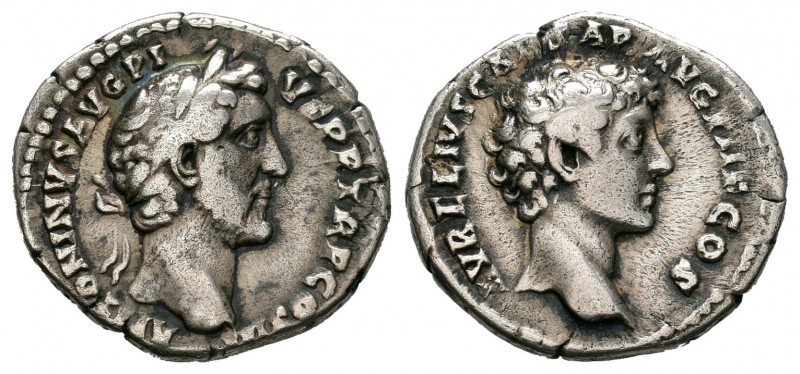 Antonino Pío y Marco Aurelio. Denario. 141 d.C. Roma. (Spink-4524). (Ric-417a). ...