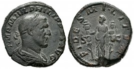 Filipo I. Sestercio. 244-45. Roma. (Spink-8994). Rev.: FIDES MILITVM SC. Ae. 18,14 g. MBC. Est...50,00.