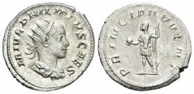 Filipo II. Antoniniano. 245-6 d.C. Roma. (Spink-9240). (Ric-218d). Rev.: PRINCIPI IVVENT. Filipo II en pie a izquierda con globo y lanza. Ag. 3,86 g. ...