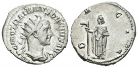 Trajano Decio. Antoniniano. 250-51 d.C. Roma. (Spink-9368). (Ric-12b). Rev.: DACIA. Dacia en pie a izquierda con cetro surmontado con una cabeza de as...